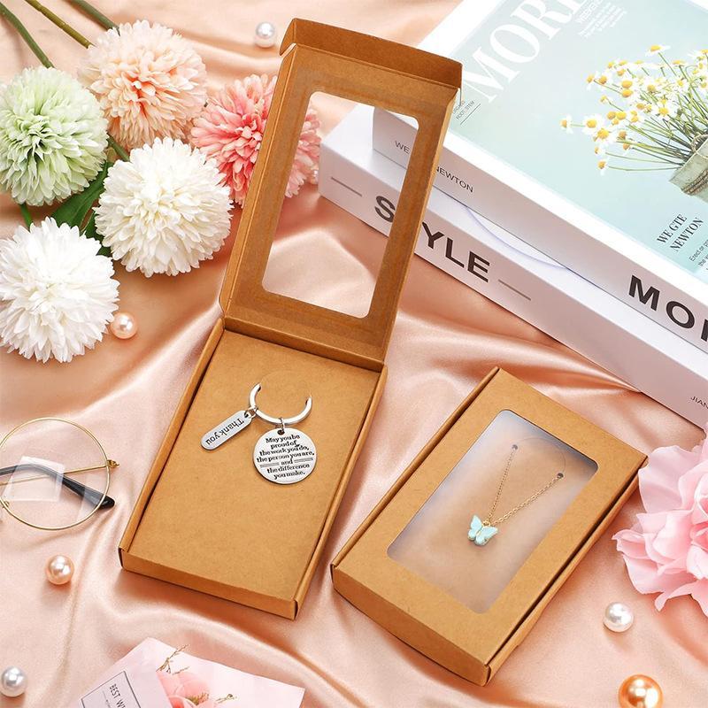10Pcs Window Folding Paper Box For Kraft Paper Postcard Photo Frame Holiday Greeting Card Candy Biscuit Packing Box