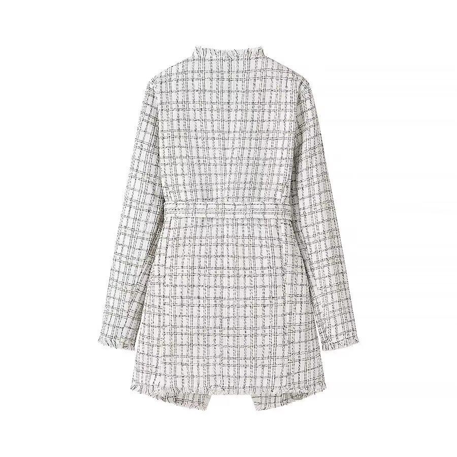 2024 Winter Women's Fashion Houndstooth Mid-Length Coat - European & American Style