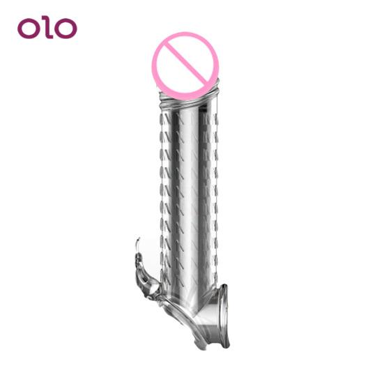 Funny HS G Point Reusable Ribbed Stimulation Condom Sleeve Penis Delay Men Time Sex Toys