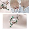 LSOOYH Green Crystal Freshwater Pearl Long Earrings Jewelry Sets Cubic Zirconia Leaf Necklace