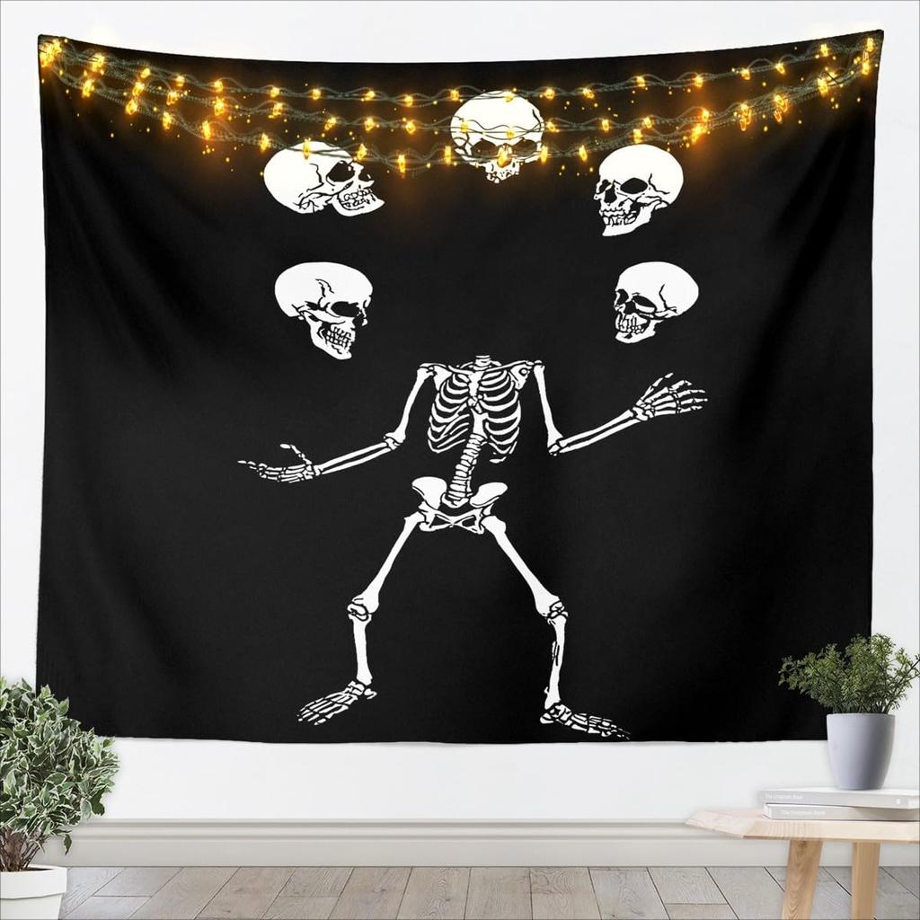 Halloween Boho Moth Tapestries Gothic Nature Wall Tapestry Boho Exotic Vintage Floral Black Wall Art For Kids Teens Youth Women