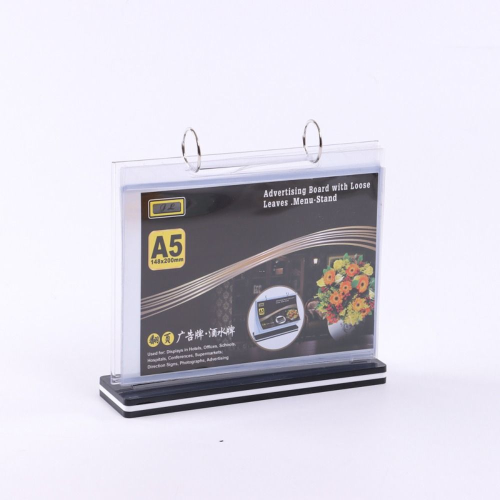 Clear PVC Poster Holder Sturdy Base Tabletop Loose-leaf Rack Menu Display Stand  Dining-table