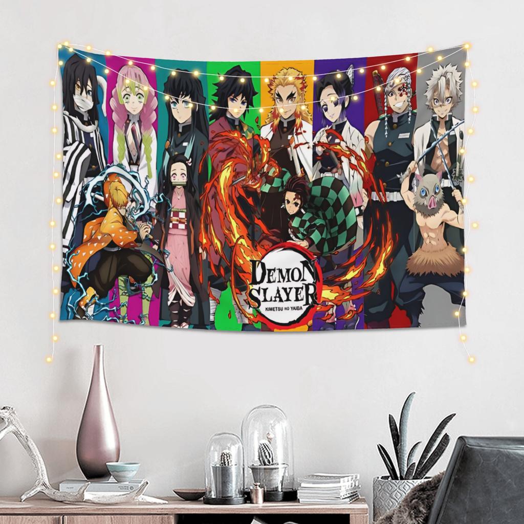 Halloween Demon Slayer Cutecore Tapestry Wall Hanging Blanket Tapestry Home Decor Items Wall Decorations