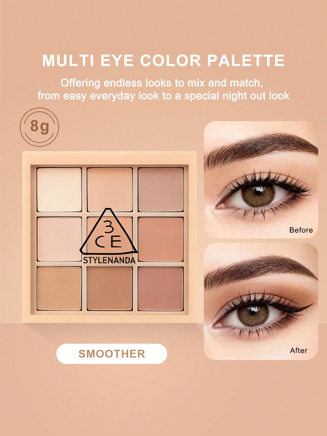 3CE Multi Color Oogschaduw Palet #OVERTAKE Dagelijkse Make-up 8.1g #SMOOTHER
