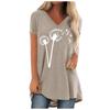Women Fashion Casual Print V-Neck Loose Short Sleeve T-shirt Top Blouse Pullover