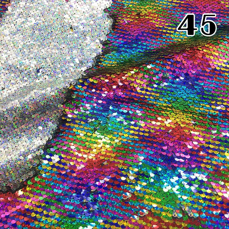 100x130cm Oboustranná 5mm Látka s rybími šupinkami Reverzibilní látka s flitry DIY Řemesla Šití Oděv Boty Pozadí Dekor