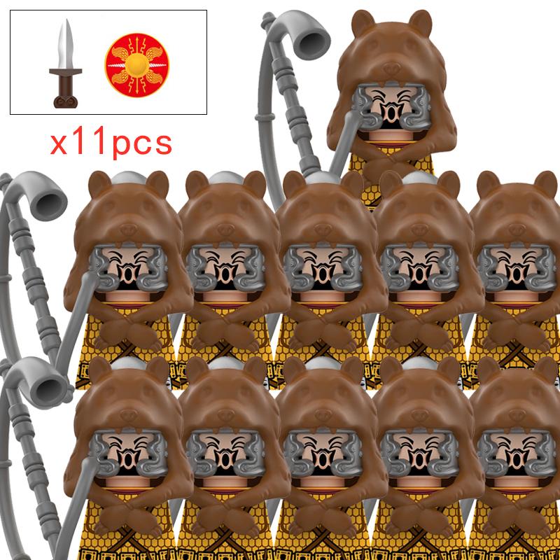 11pcs Medieval Dragon Knights Heavy Armor Bricks Assemble Action Figures Accessories Model