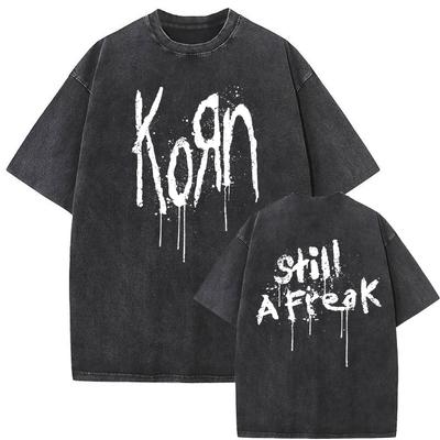 Gewaschenes Vintage-Rockband Korn Ftl 25 Follow The Leader T-Shirt Herren Gothic Casual Oversized Tees Herren T-Shirt Herren Vintage T-Shirt
