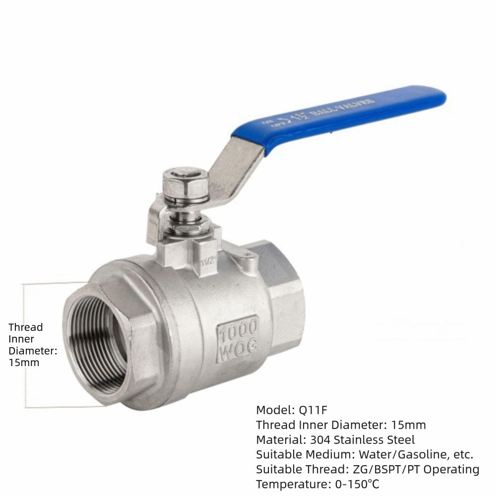 SS304 Stainless Steel Ball Valve 1/2" 3/4" 1" 1/4" 3/8 Female Valve New Full Port Ball Valve