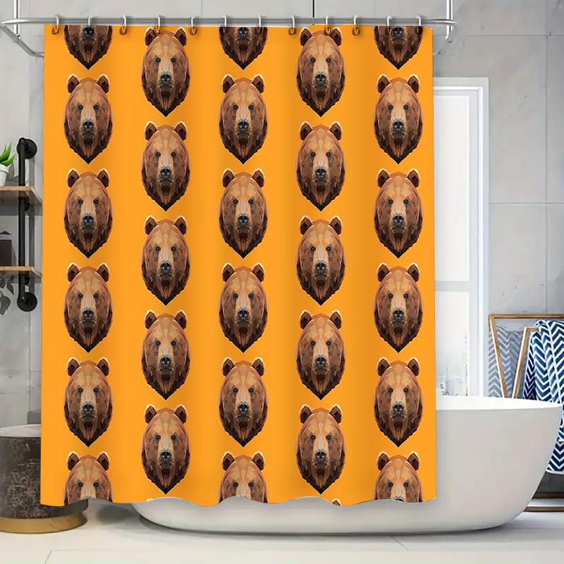 Bathroom Shower Curtain Nature Bear Forest Wildlife Mountain Animal Decor Waterproof Fabric Home Decor for Shower 90x180cm