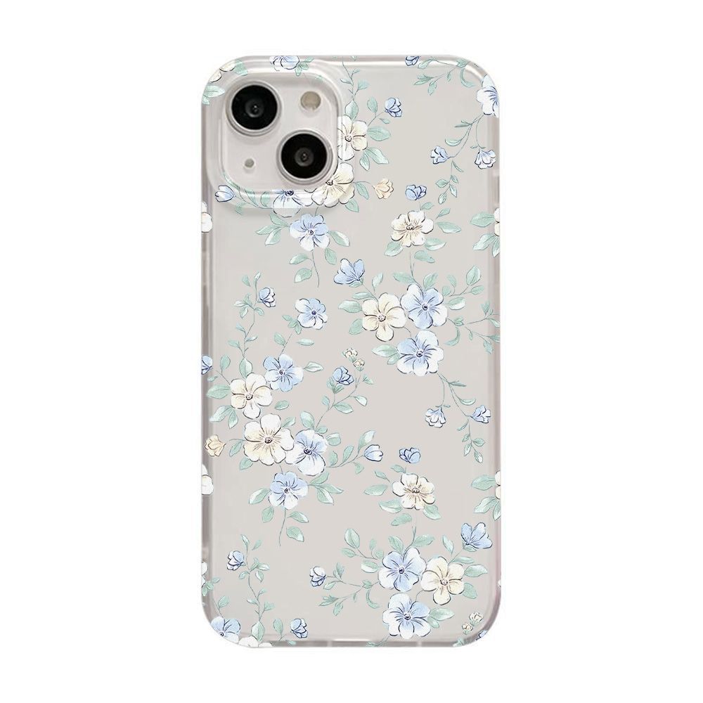 Fresh blue flower for iPhone17ProMax mobile phone case 17 Apple 16/15 matte 13 transparent 14