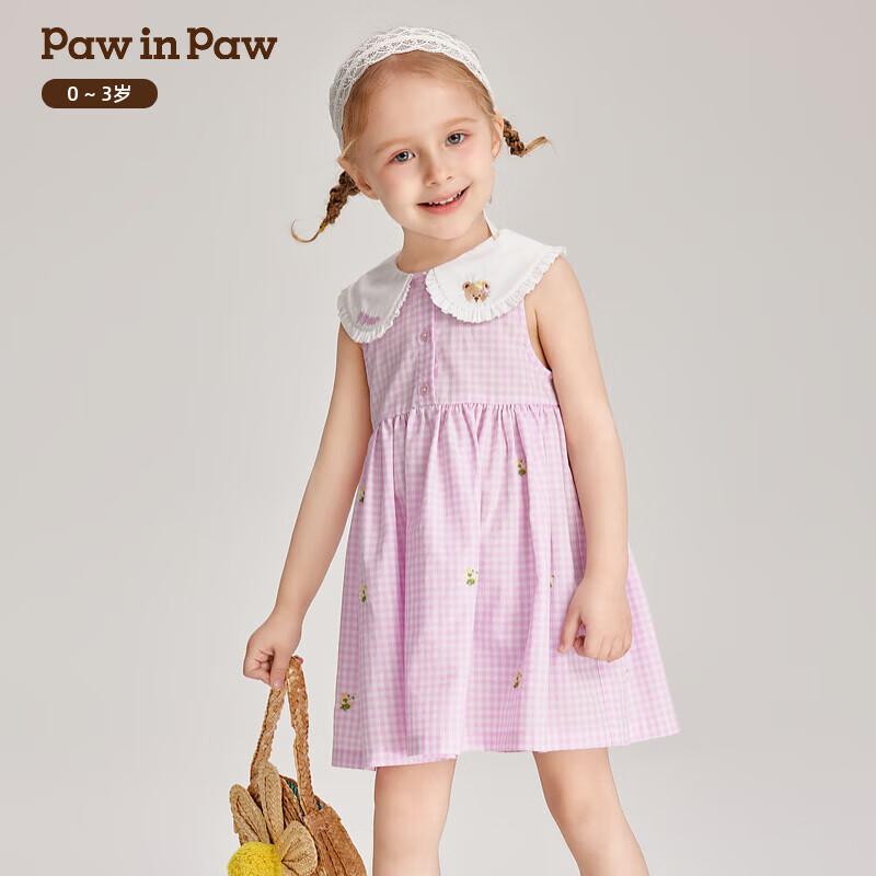 PawinPaw Baby Girl Plaid Sleeveless Dress 090