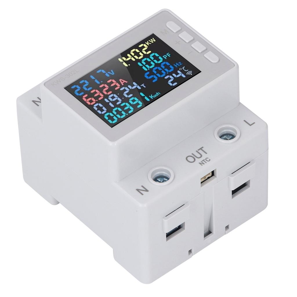 Einphasen-Energiezähler Farb-LCD-Anzeige Multifunktionales Spannungs-Strommessgerät Voltmeter Amperemeter mit Stromausfall