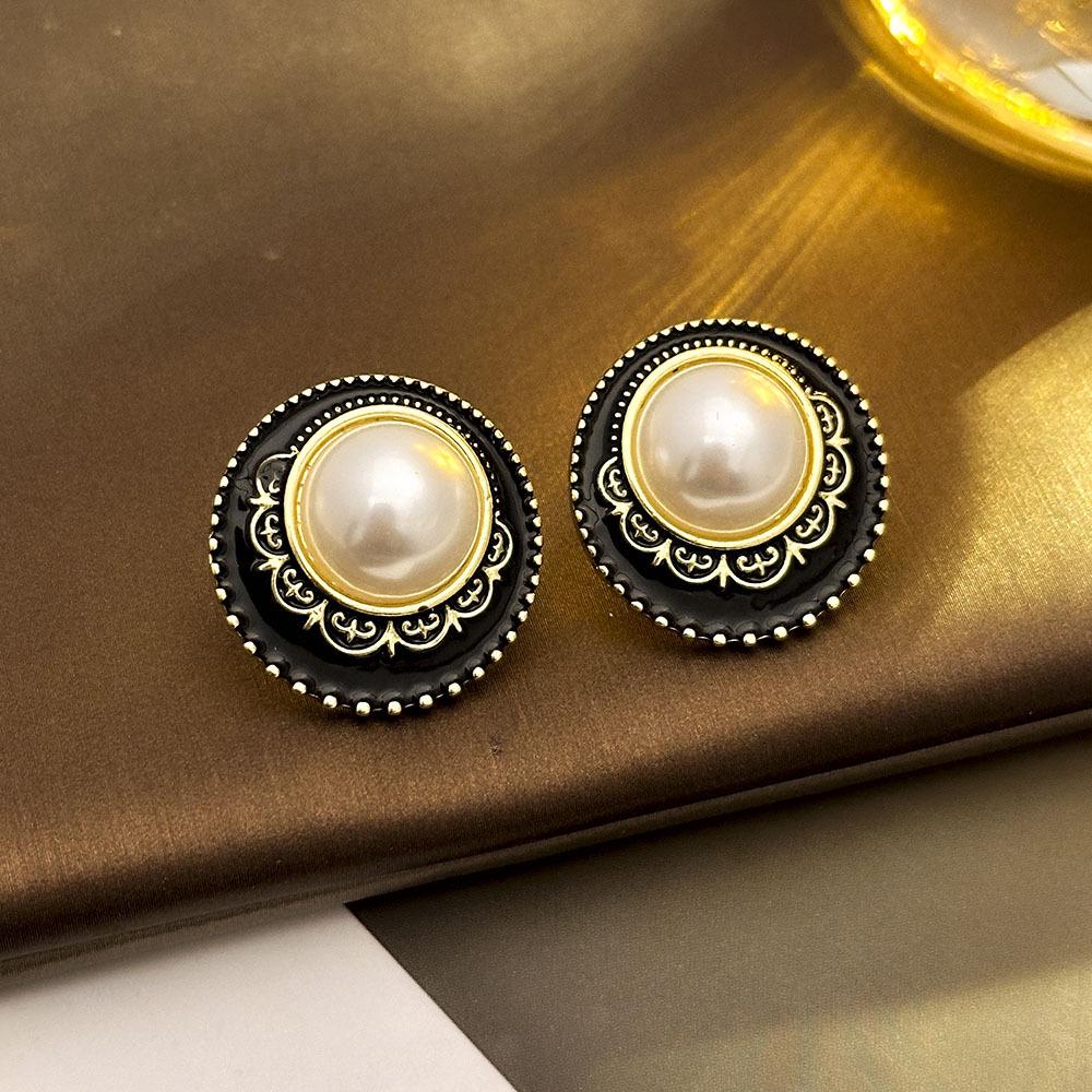 

Винтажные геометрические серьги-пусеты со стразами - Ретро придворный стиль, Нишевый дизайн, Легкая роскошь, Высокий класс