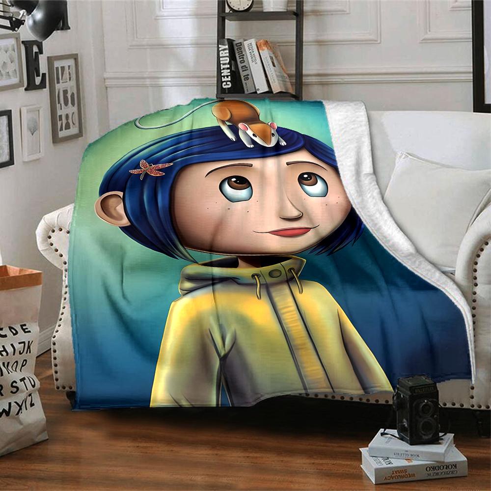 1 peça Coraline (3) Manta, Presente, para Homens e Mulheres, Manta Macia, Boa para Sofá-Cama Sofá Viagem, Manta Leve de Flanela