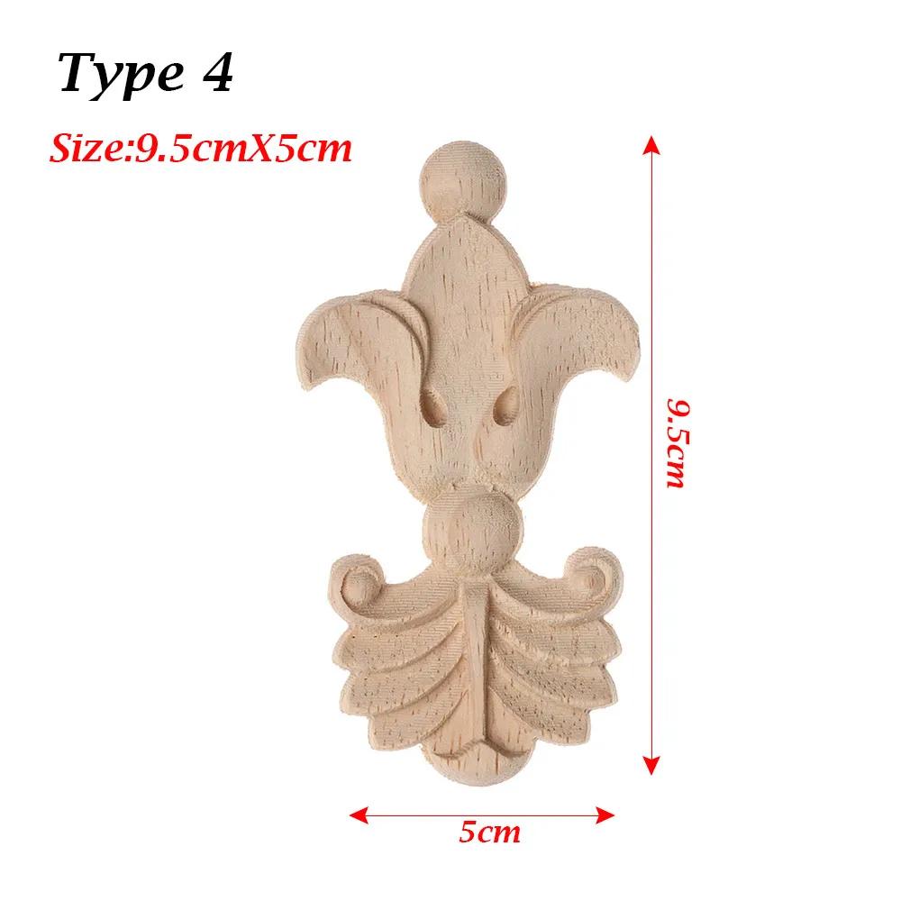 Natural Woodcarving Rose Flower Corner Appliques Wood Floral Carved Furniture Cabinet Door Unpainted Mouldings Decal Decorative
