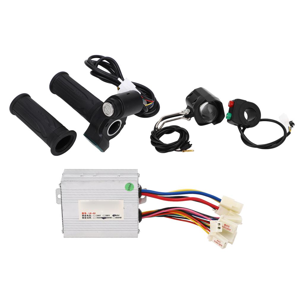 48V 500W Electric Bicycle Throttle Controller Kit Stable Electric Bike Controller Handlebar Kit with Headlight
