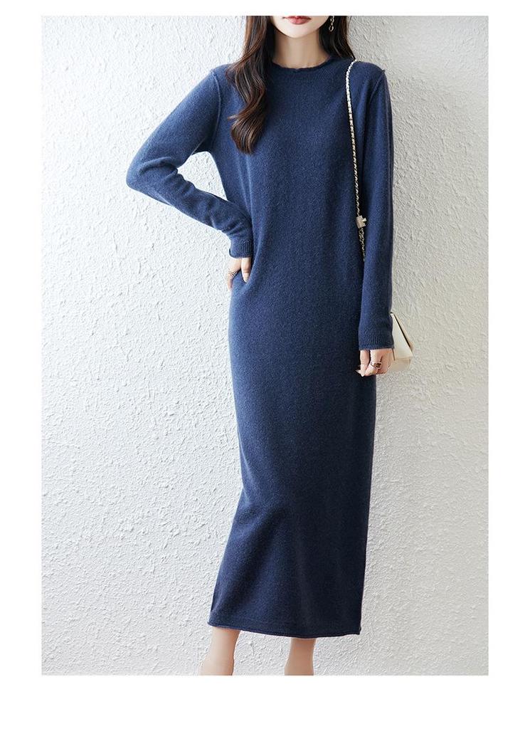 Women's 100% Wool Slim Fit Over-Knee Dress - Autumn/Winter Collection