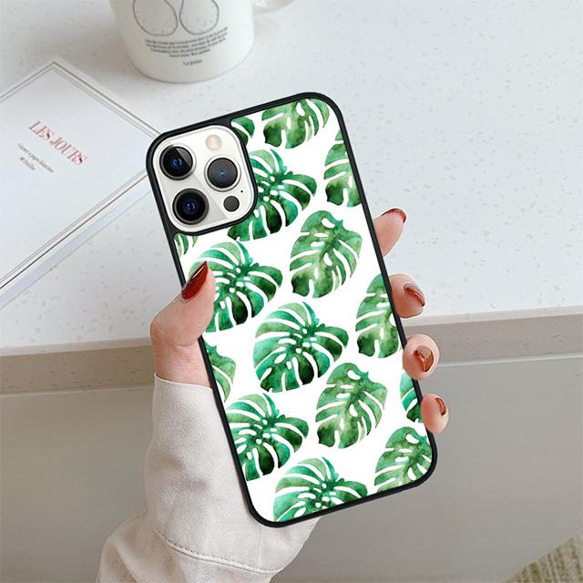 Monstera Blad Palm Träd Blommor Telefonfodral För iPhone 17 Air 14 15 16 13 12 Fodral För Apple 14 15 16 Pro Max Plus