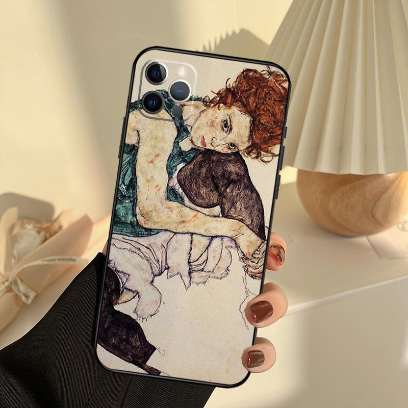 Egon Schiele Phone Case For iPhone 13 16 15 11 12 14 17 Pro Max 12 mini 15 16 Plus 16e 17 Air Cover Funda