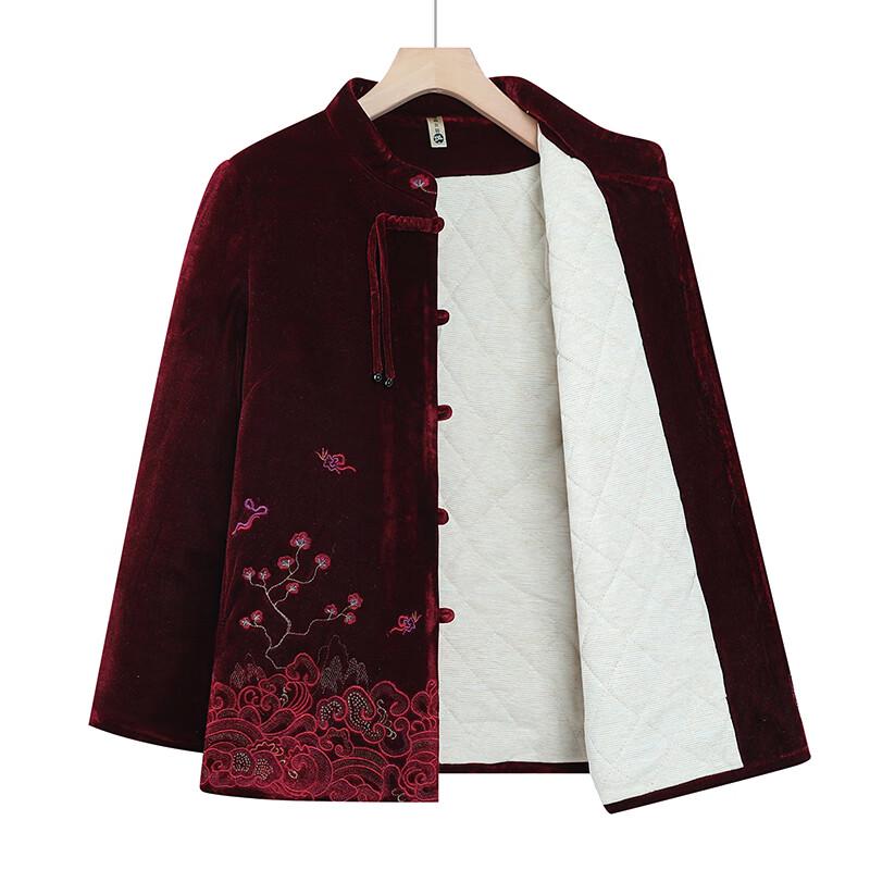 Elderly Women's New Chinese Style Gold Velvet Long Sleeve Top