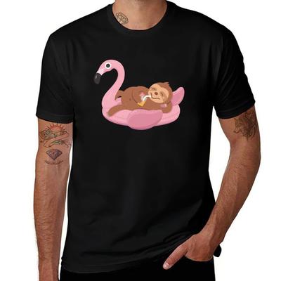 Chilling Sloth On Flamingo Float Tshirt Thanksgiving Day Tee Top