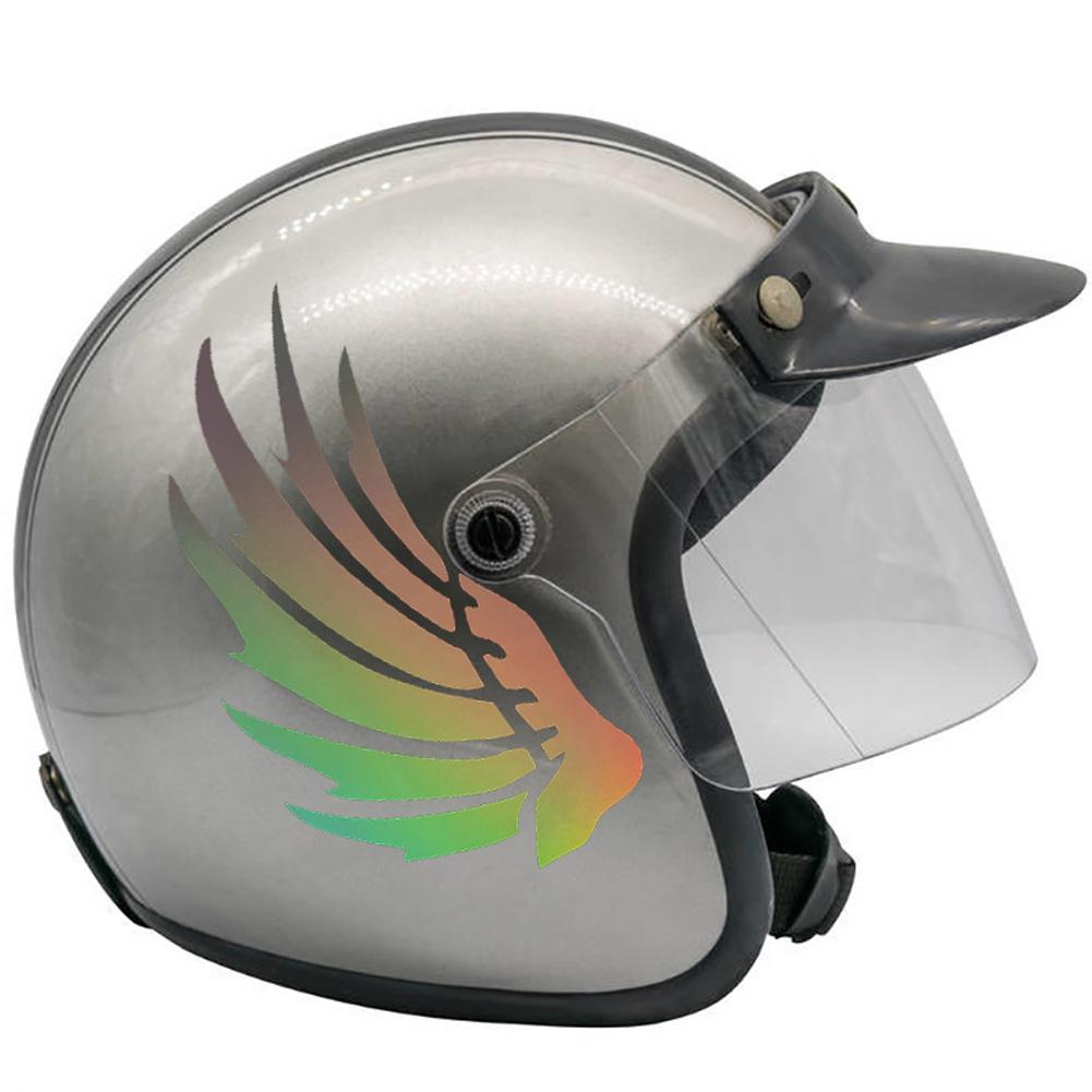 2Pcs Creative Helmet Sticker Wings Feathers Design Removable Vinyl ReflectionDecal for Motorcycle Electric Bike Decoration
