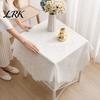 Elegant Lace Tablecloth Square Floral Doily, Scalloped White Tablecloth, Vintage Style Small Durable Table Cover for Coffee Side Tea Party Home Decor