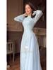Women's European-American Style Waist-Cinched Long Sleeve Retro Dress, Soft and Elegant for Summer 2025