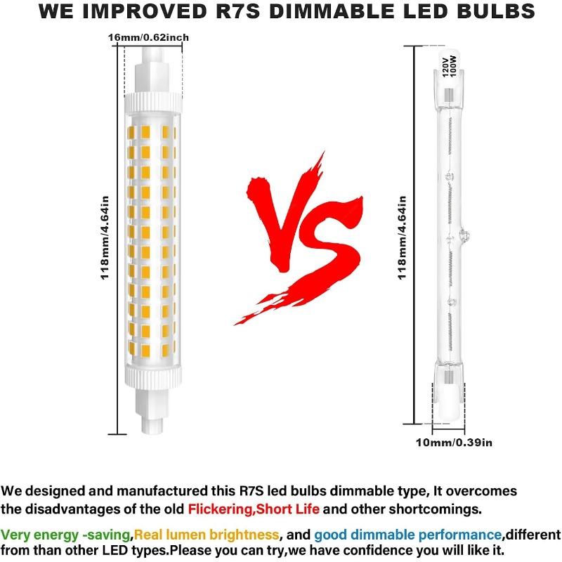 R7S LED Bulb 118mm 100W Equivalent,Dimmable T3 J Type Double Ended Floodlight Bulbs for Work,Security,Landscape Lights,Floor Lamps,120V 10W 1000 Lumen