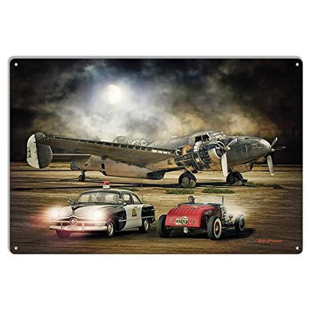 Vintage Car Metal Tin Signs Benz Mustang Posters Plate Wall Decor for Garage Bars Man Cave Cafe Clubs Retro Posters Plaque