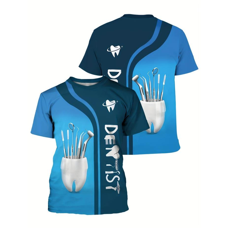 Men Tees Summer Tool Engineering Printed T-shirt Men's Casual Street Style Elastic Round Neck 3d T-shirts