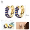 925 Silver Ear Buckles Fashion Hoop Earrings Dark Blue Crystal Pendant Gold Earrings High Women's Jewelry Luxury Gifts