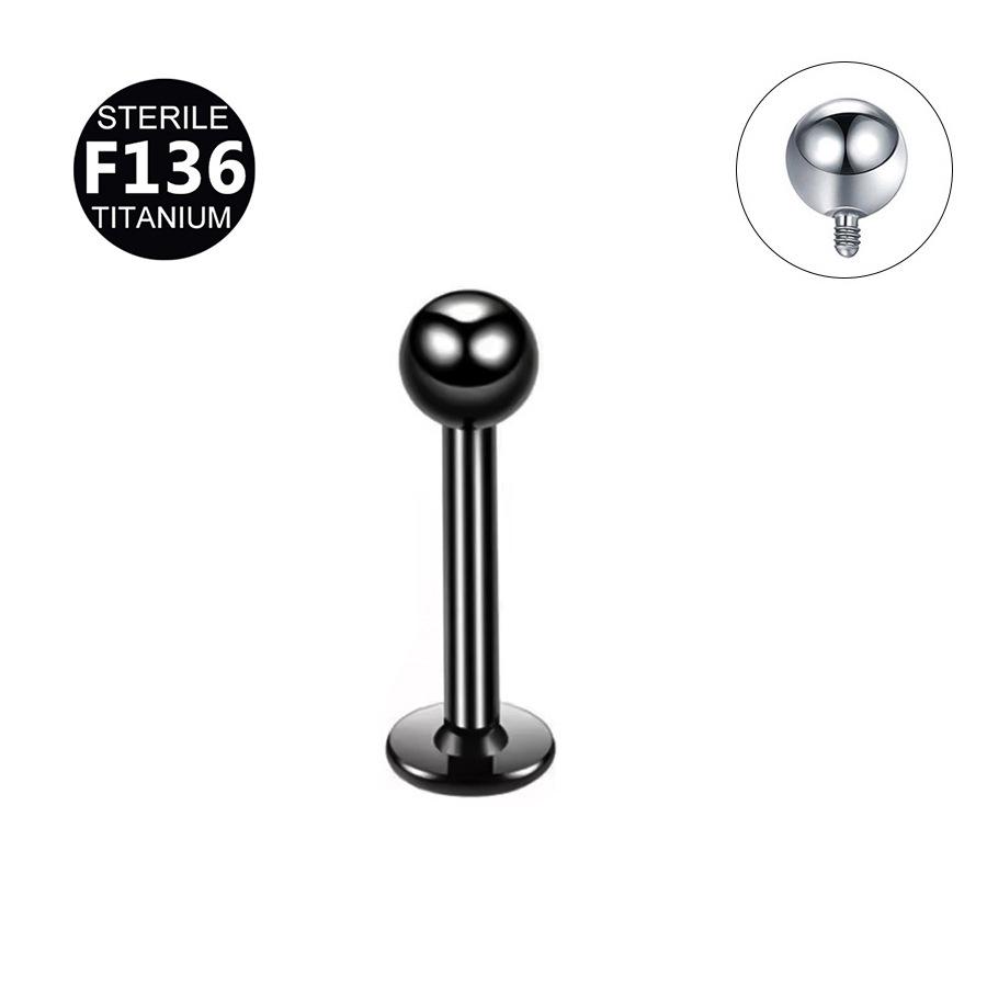 Labret de Liga de Titânio G23, Rosca Interna, 1.0-1.6mm, Comprimento 4-12mm, para Cartilagem da Orelha.