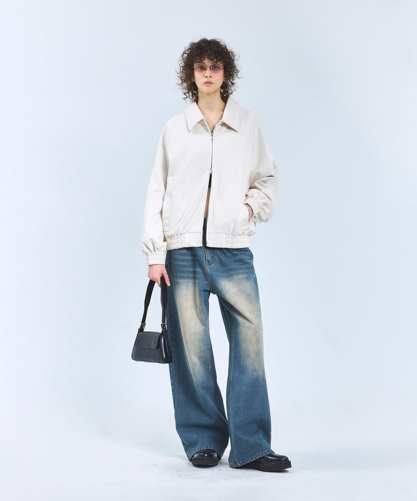 Standarderror 87-Stan057 Raglan Suede Blouson Jacket Ivory