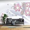Pink Flower Mural Floral Leaf Brick Wallpaper Living Room Bedroom Restaurant Wall Murals