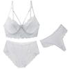 Plus Size Sexy Lingerie Three-Piece Set Lace Trim Breathable Ultra-Thin Bra Set Push-Up and Shaping Bra Skin-Friendly and Comfortable Panties