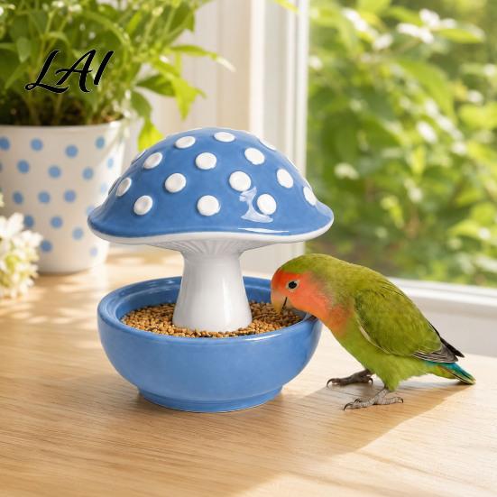 Corrosion Resistant Bird Feeder Resin Mushroom Feeder Spill Proof No Mess Cage
