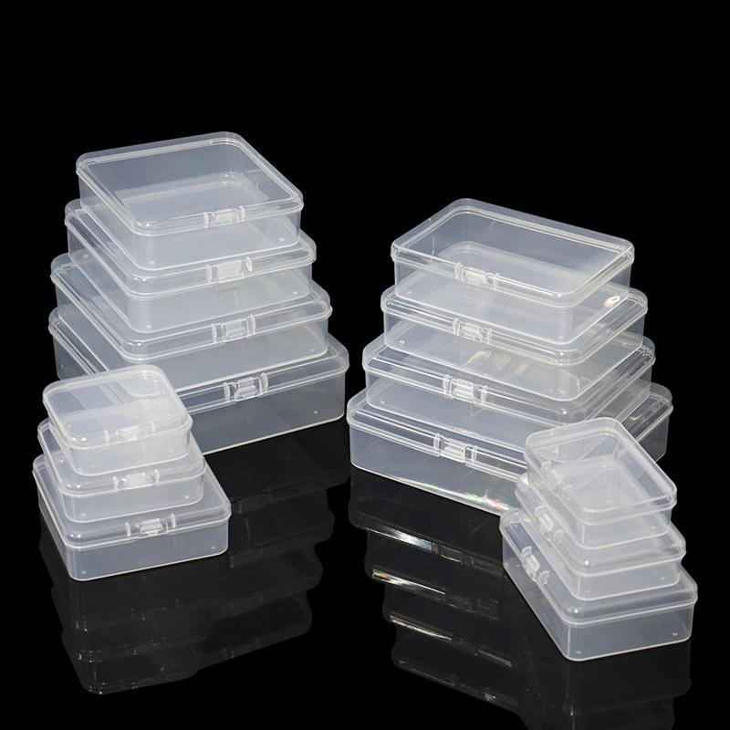 1 Piece Square PP Plastic Box Rectangular Storage Transparent Flip Cover Storage Parts Multifunctional Product Jewelry Packaging