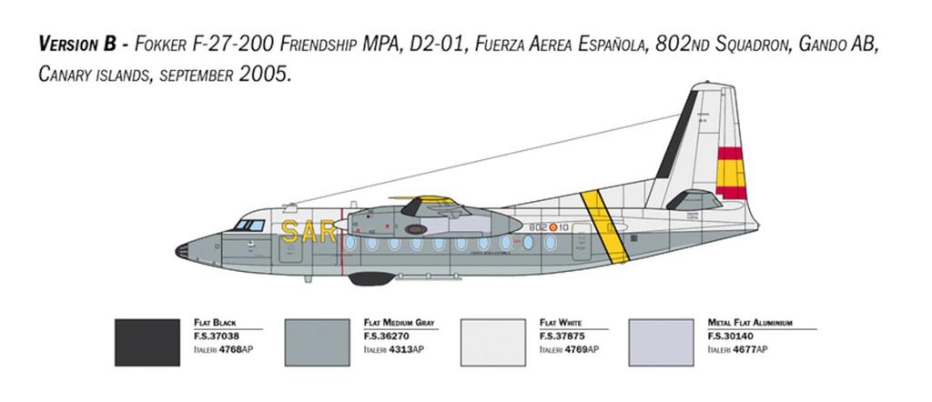 Platz Italeri 1/72 Scale Spanish Fokker F-27 Anti-Submarine Patrol Aircraft Plastic Model Kit IT1455 (Airplane)