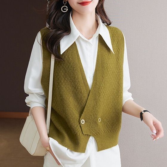 Comfortable And Loose Sleeveless Knit Vest For Women Perfect Springautumn Outerwear