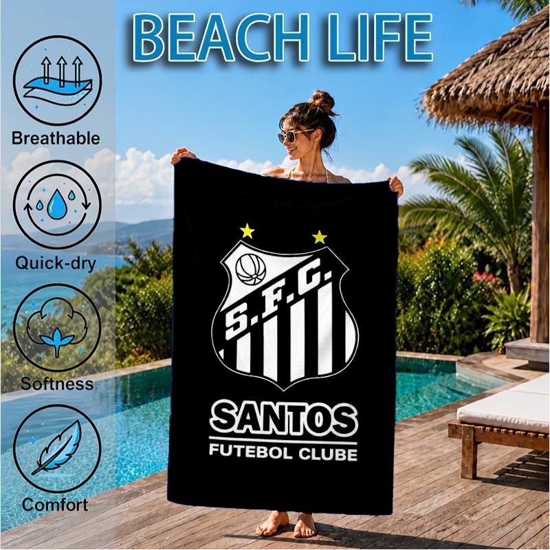 Powerful Football Crest Design Printed Microfiber Beach Towel, Soft And Absorbent, Quick-Dry, Ideal for Summer Travel, Beach Essential, Swimming Pool