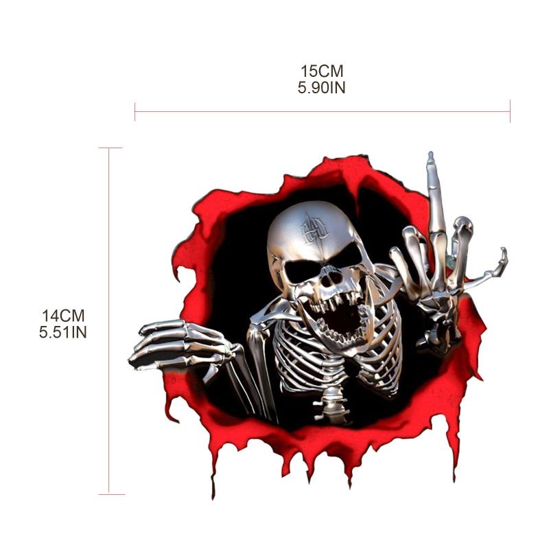 Personalized Skull Middle Finger Car Decoration Decal Waterproof Car Sticker Suitable for All Kinds of for Cars 15x14cm