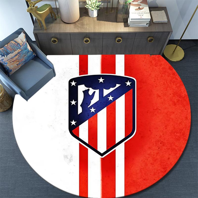 Club Atletico de Madrid2 Round Area Rug,Carpet Rug for Living Room Bedroom Sofa Playroom Decor,Non-slip Floor Mat