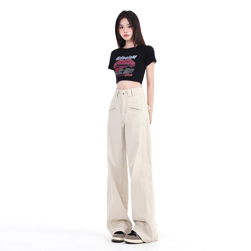 Autumn 2024 Korean High-Waist Wide-Leg Casual Pants for Women