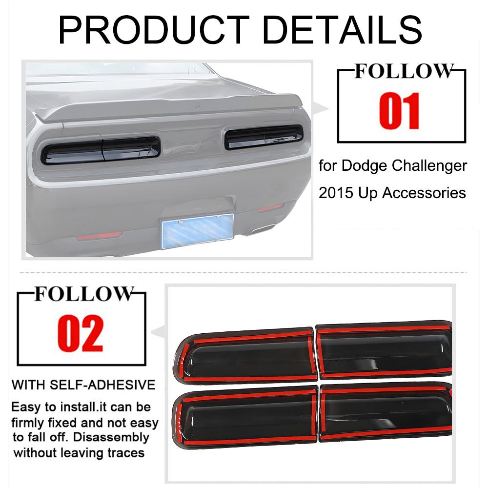 Auto Heck Rücklicht Lampen Dekoration Abdeckung Zierleiste Rücklicht Lampenabdeckung für Dodge Challenger 2015-2025 2025 Up Außen Zubehör