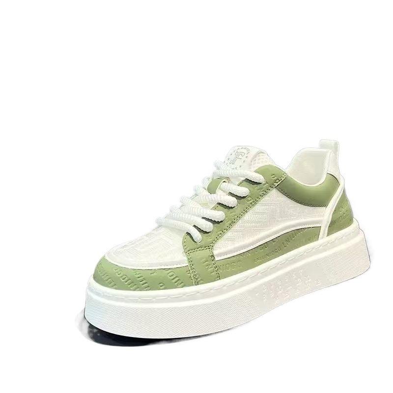 Men's Shoes Summer Breathable Trend Versatile Casual White Board Shoes Youth Non-slip Sports Thick Sole Heightening White Shoes