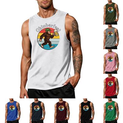 Men's Sleeveless Tank Top Casual Loose Fit Summer Beachwear Graphic Print Muscle Shirt Lightweight Breathable Fabric