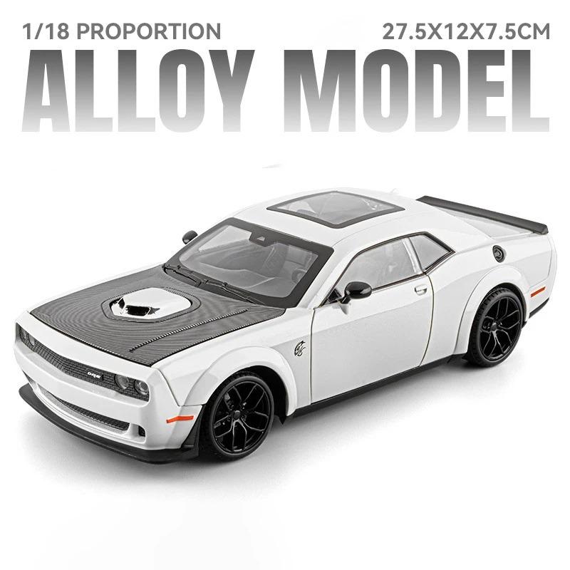 1/18 Dodge Challenger SRT Hellcat Alloy Track Racing Car Model Metal Muscle Sports Car Vehicles Model Sound Light Kids Toys Gift