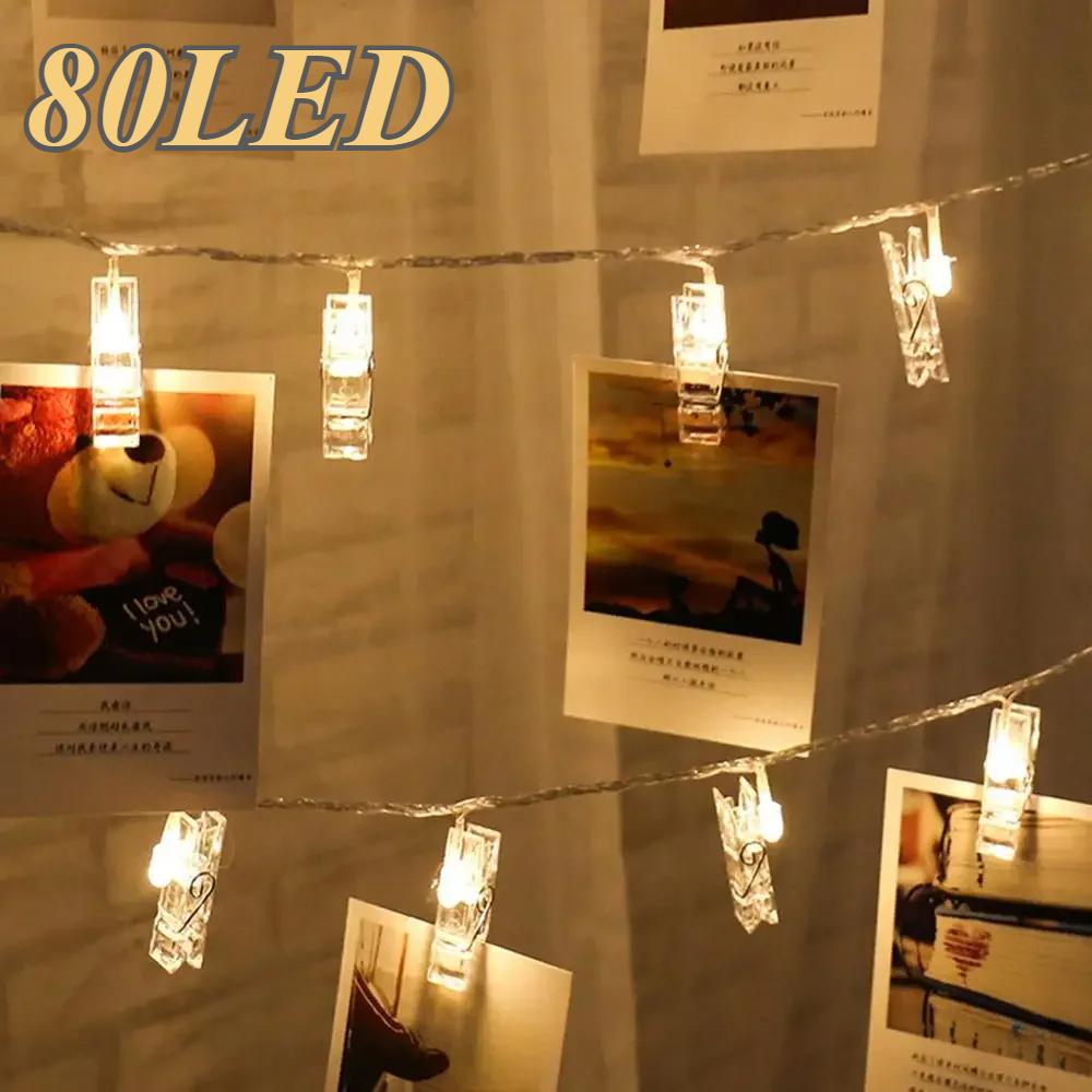 LED Light String with Clip Can Hang Small Card Postcard, New Year, Christmas Anniversary, Picture Decoration, Studio Wall Light String